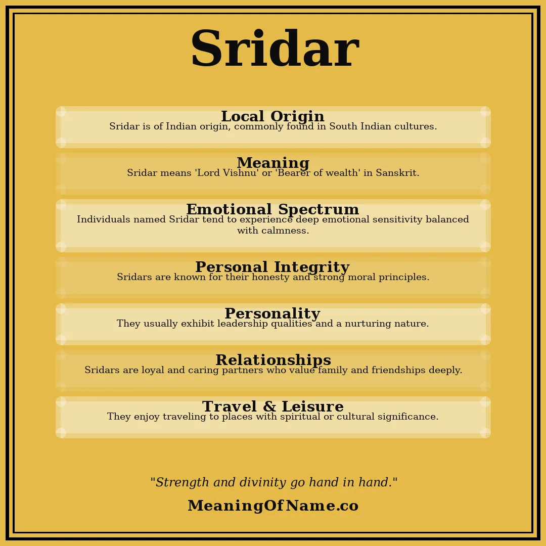 Sridar name meaning poster