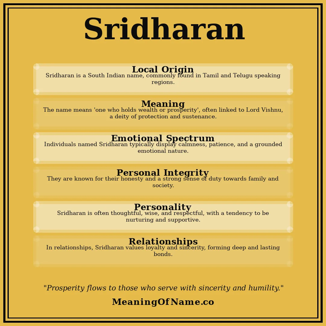 Sridharan name meaning poster