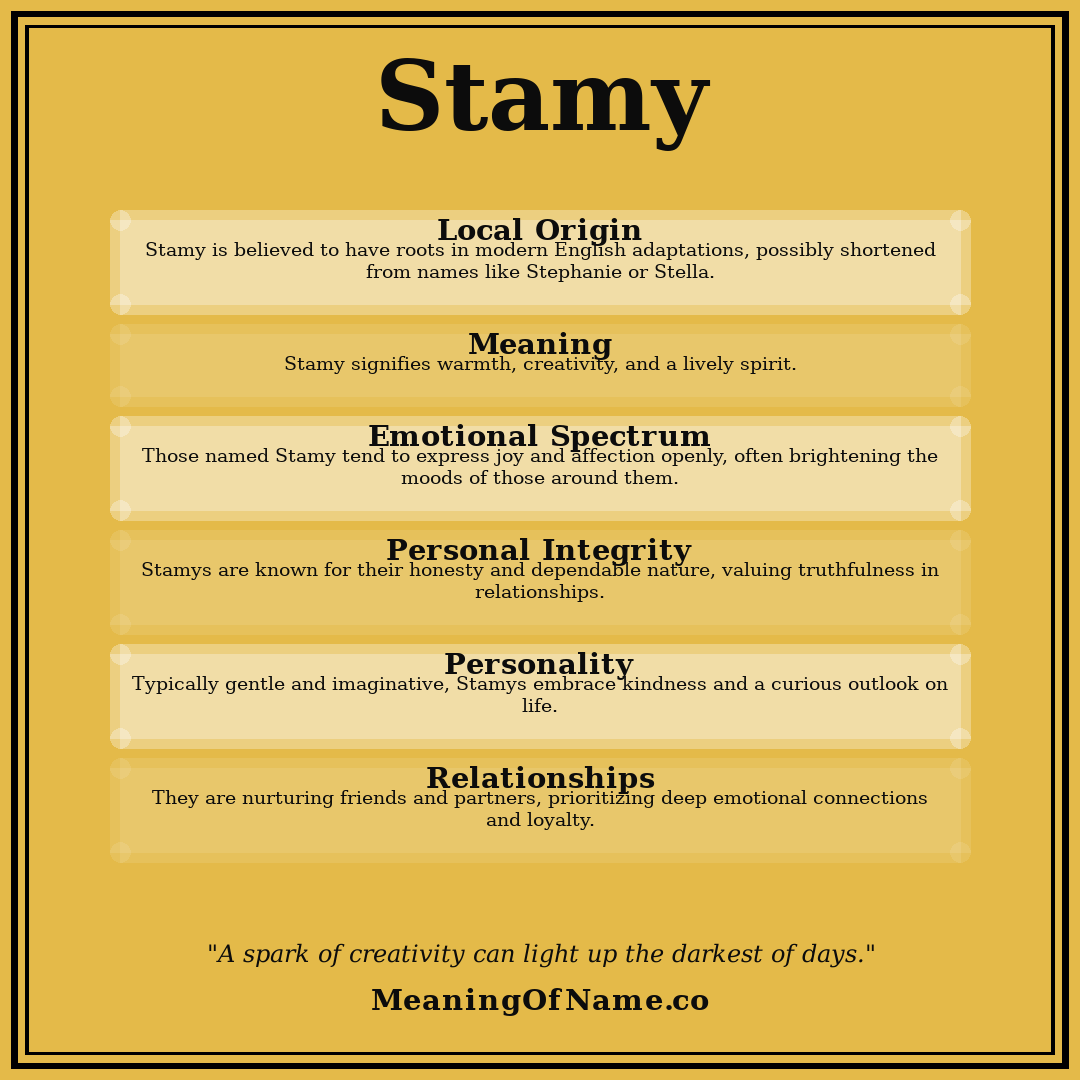 Stamy name meaning poster