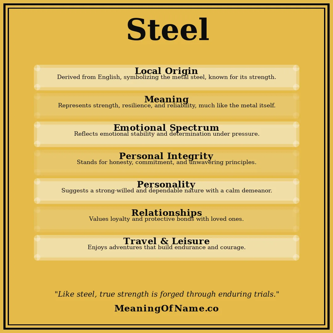 Steel name meaning poster