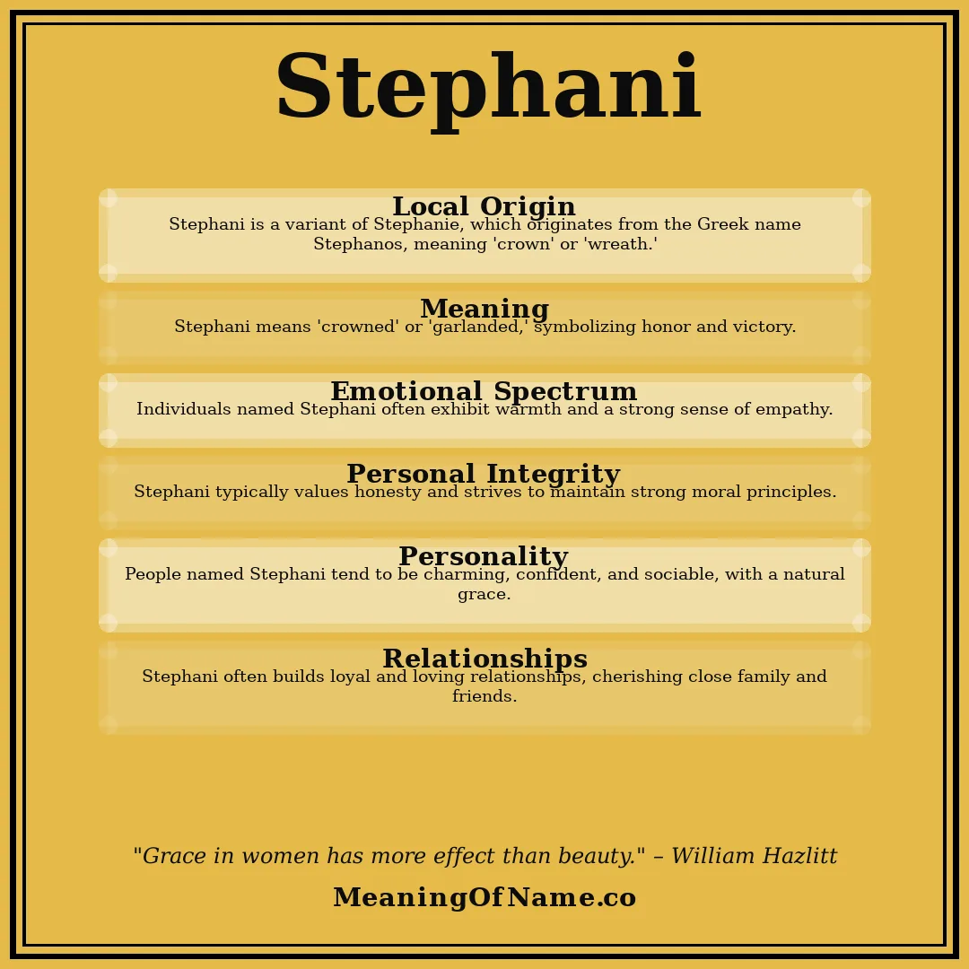 Stephani name meaning poster