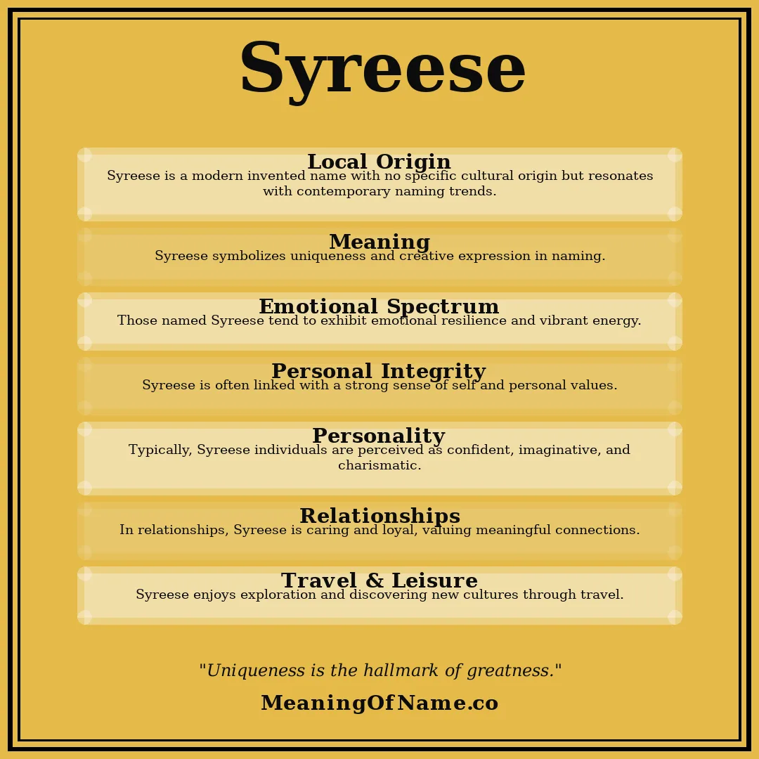 Syreese name meaning poster