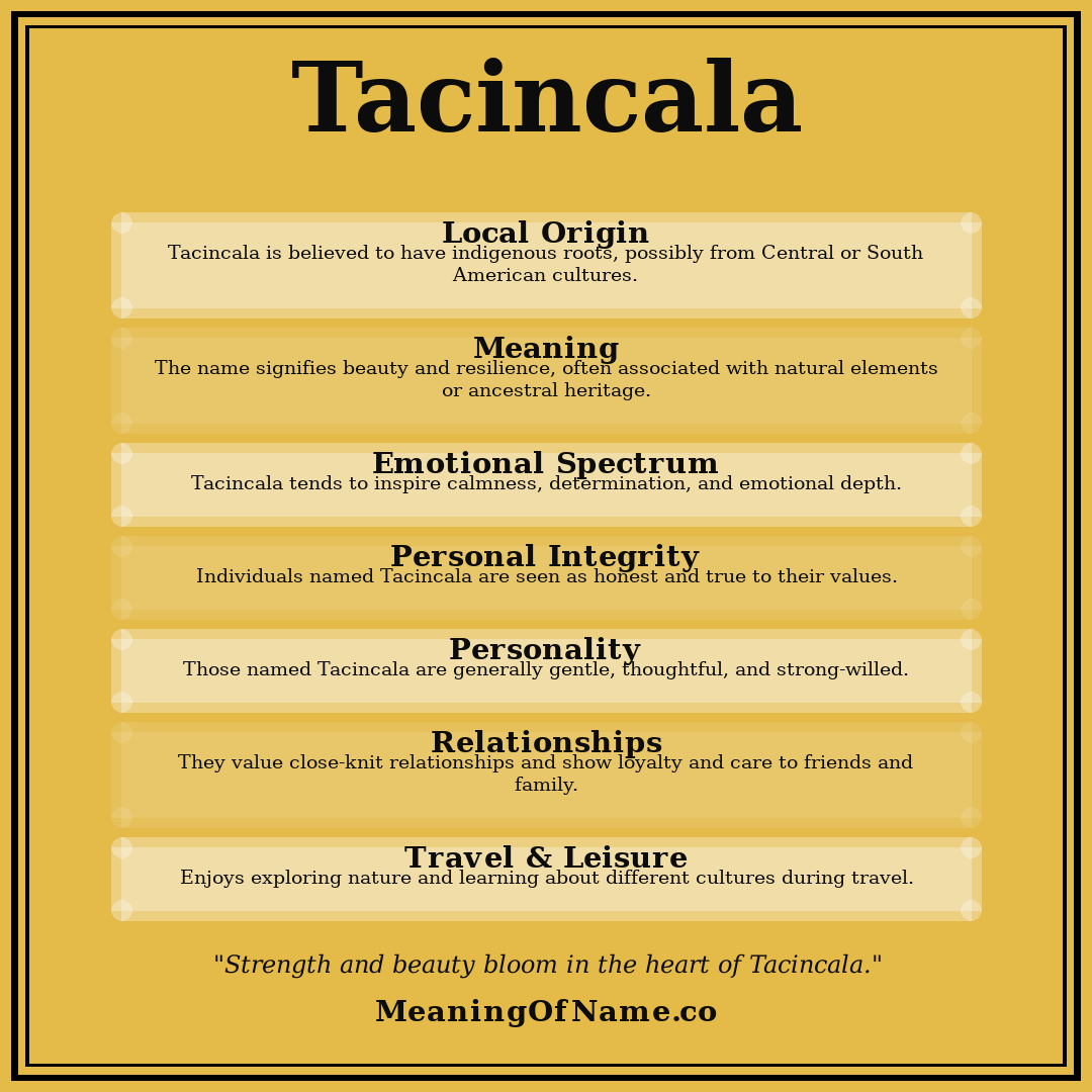 Tacincala name meaning poster