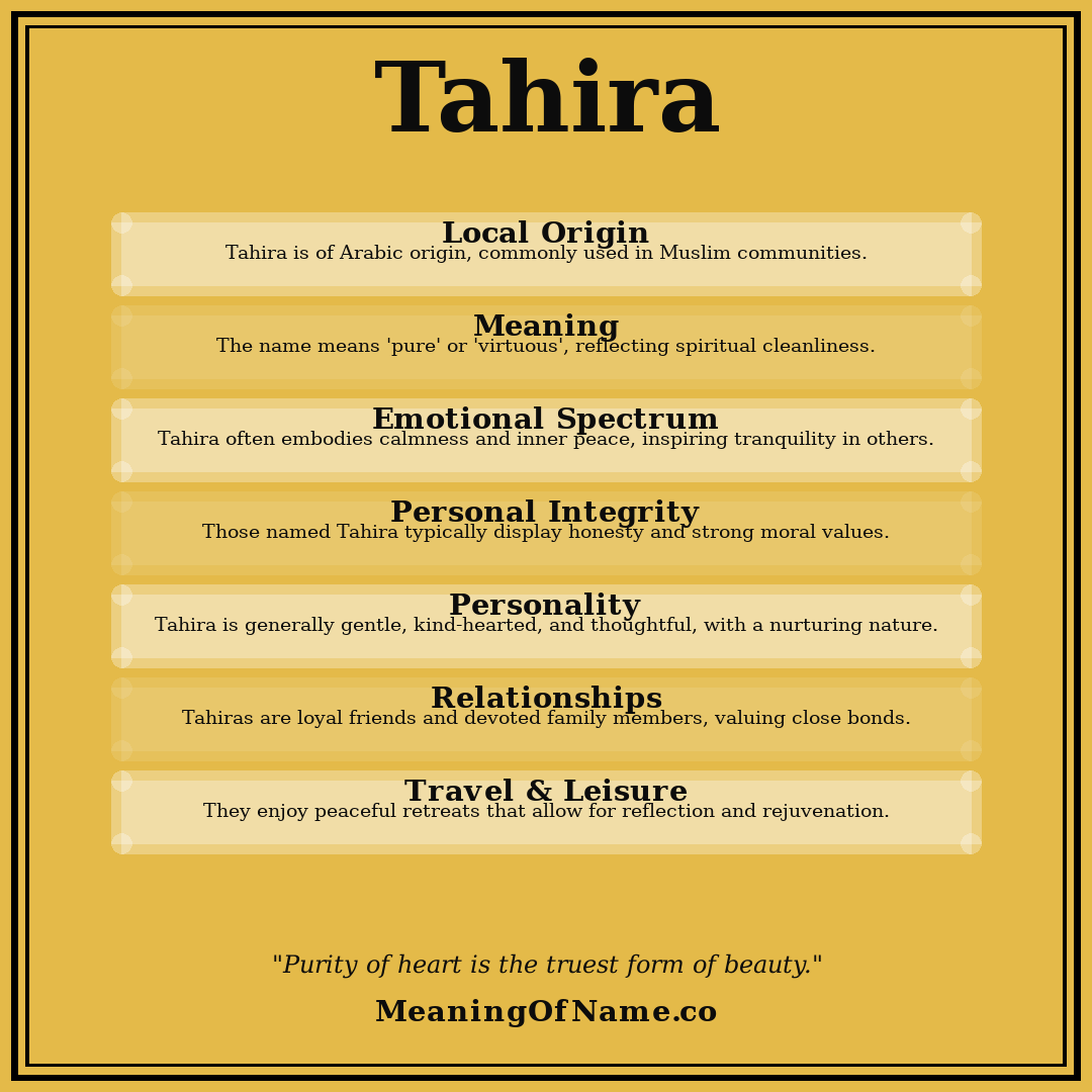 Tahira name meaning poster