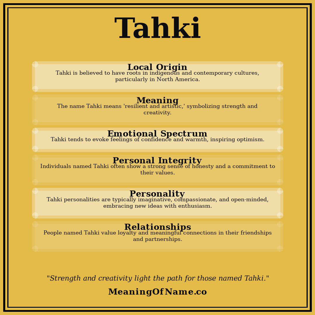Tahki name meaning poster