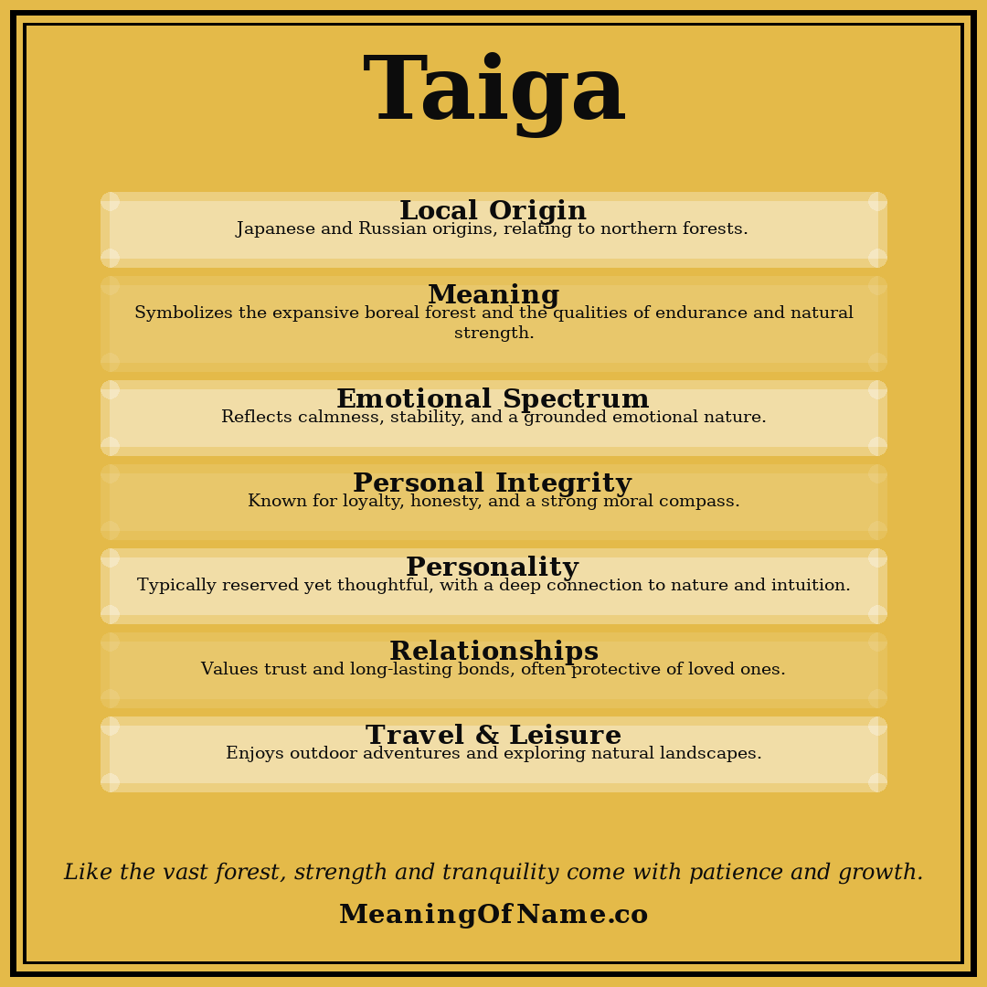 Taiga name meaning poster