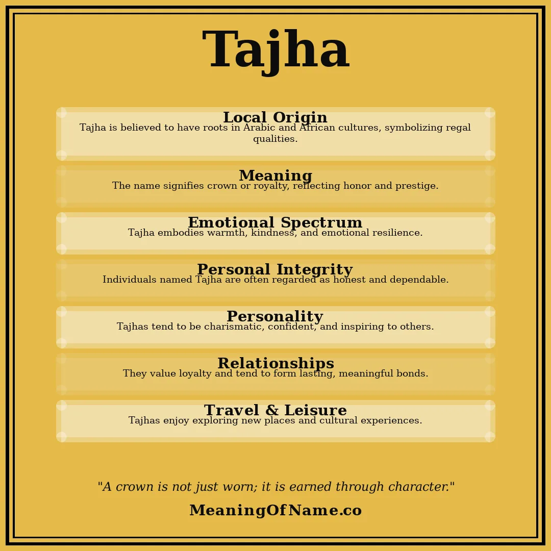 Tajha name meaning poster
