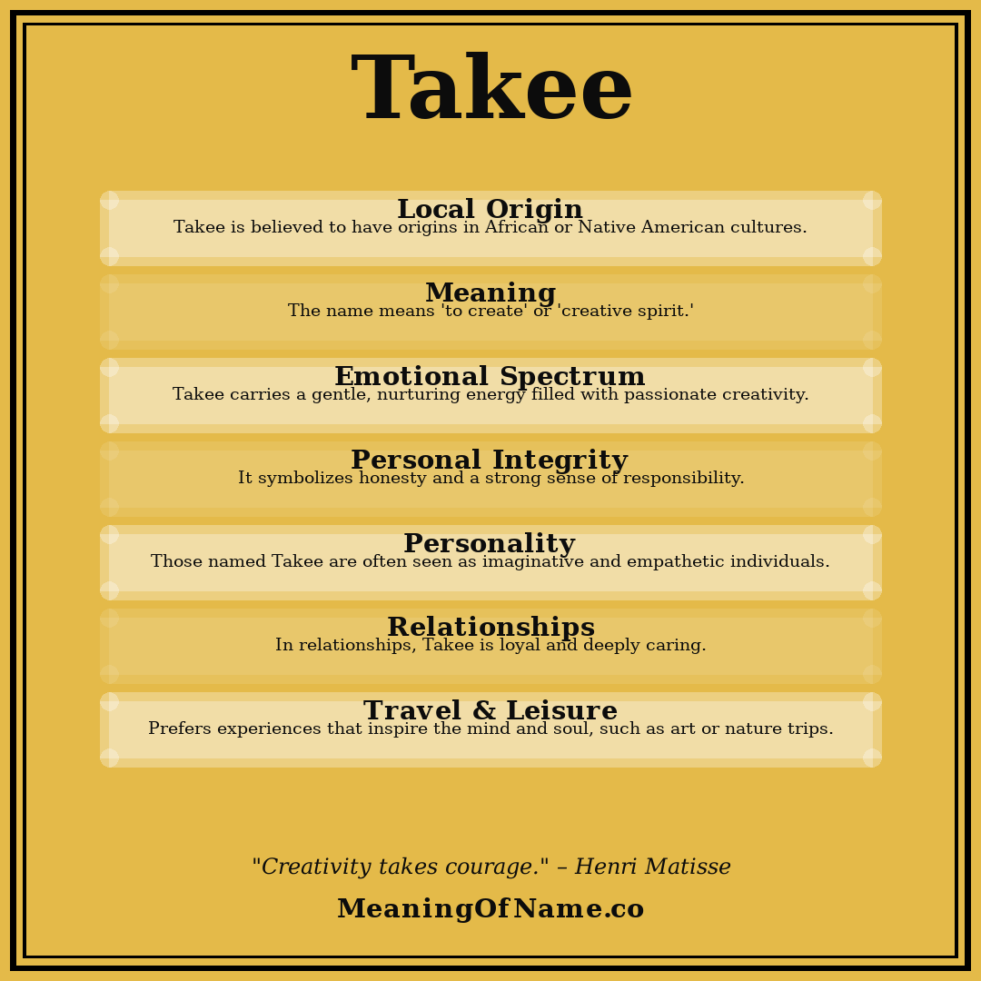Takee name meaning poster