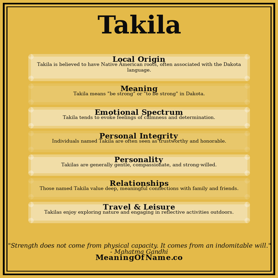 Takila name meaning poster