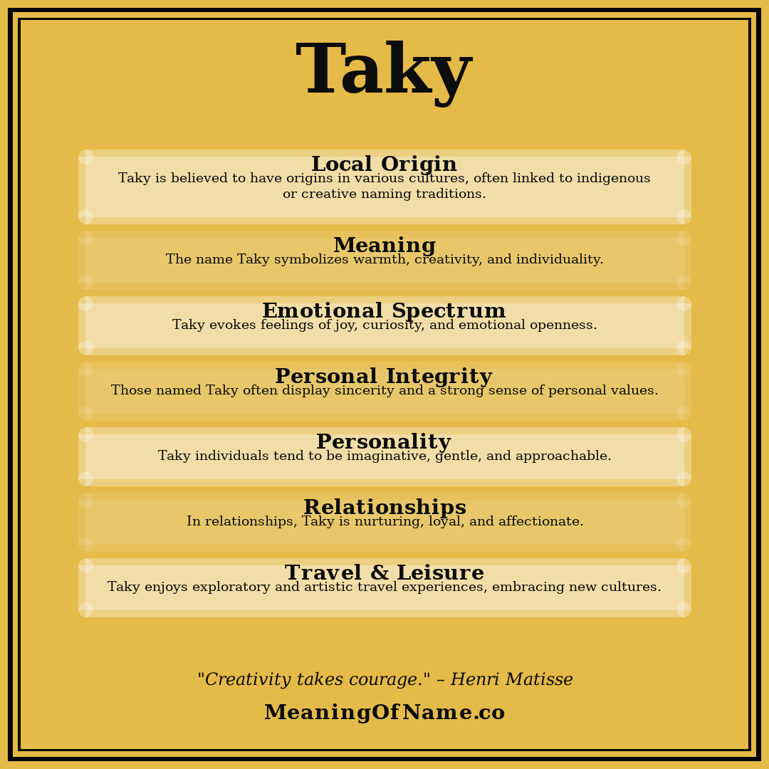 Taky name meaning poster