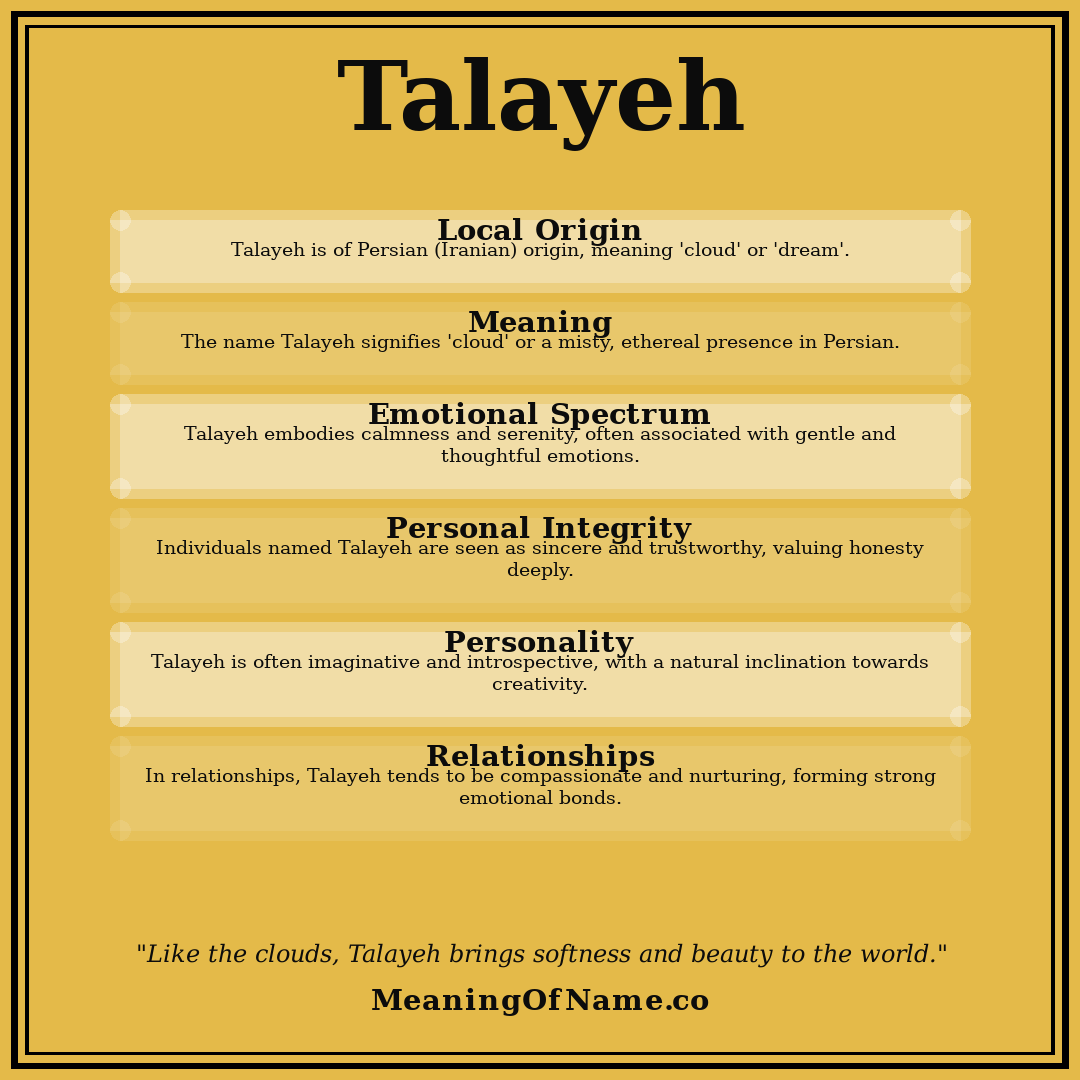 Talayeh name meaning poster