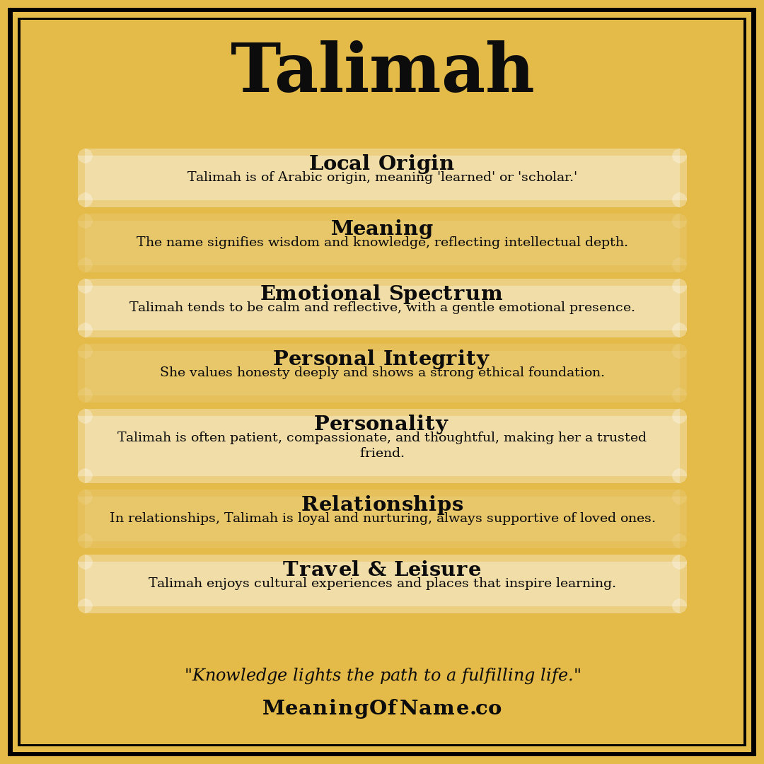 Talimah name meaning poster