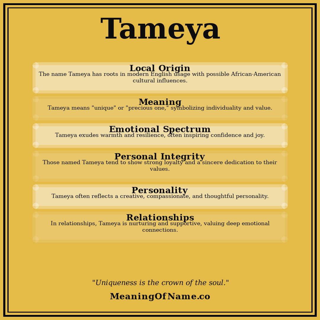 Tameya name meaning poster