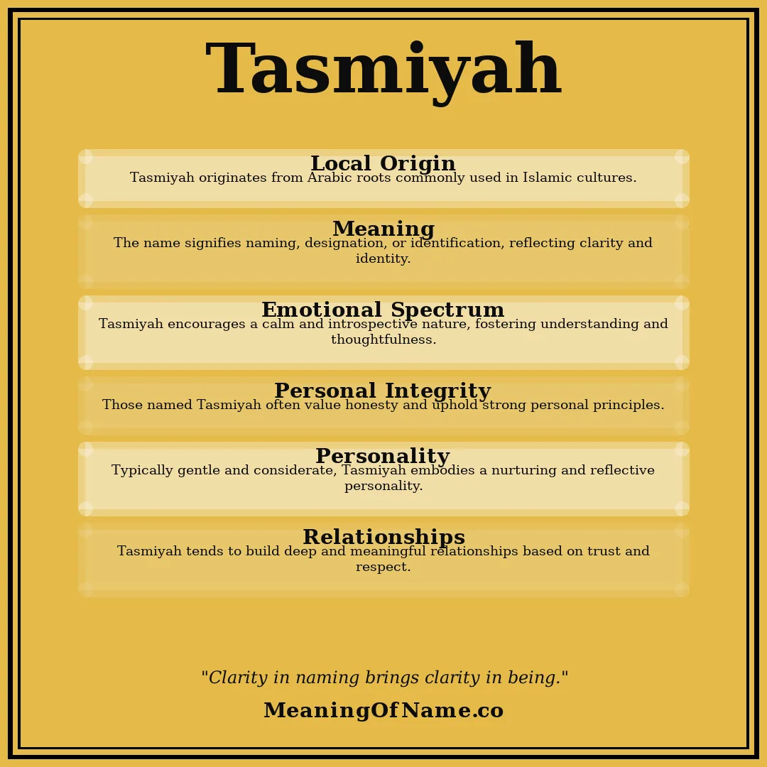 Tasmiyah name meaning poster