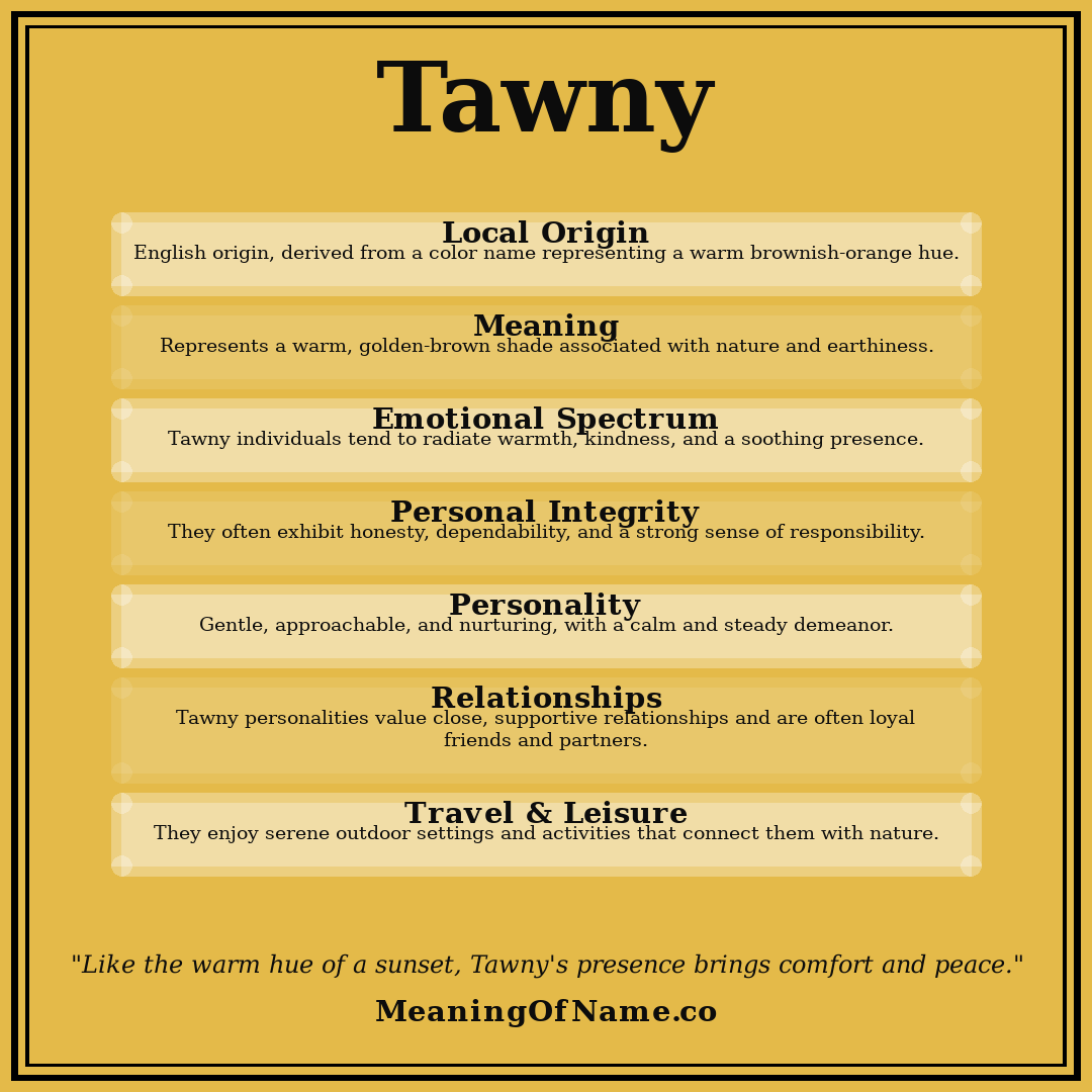 Tawny name meaning poster