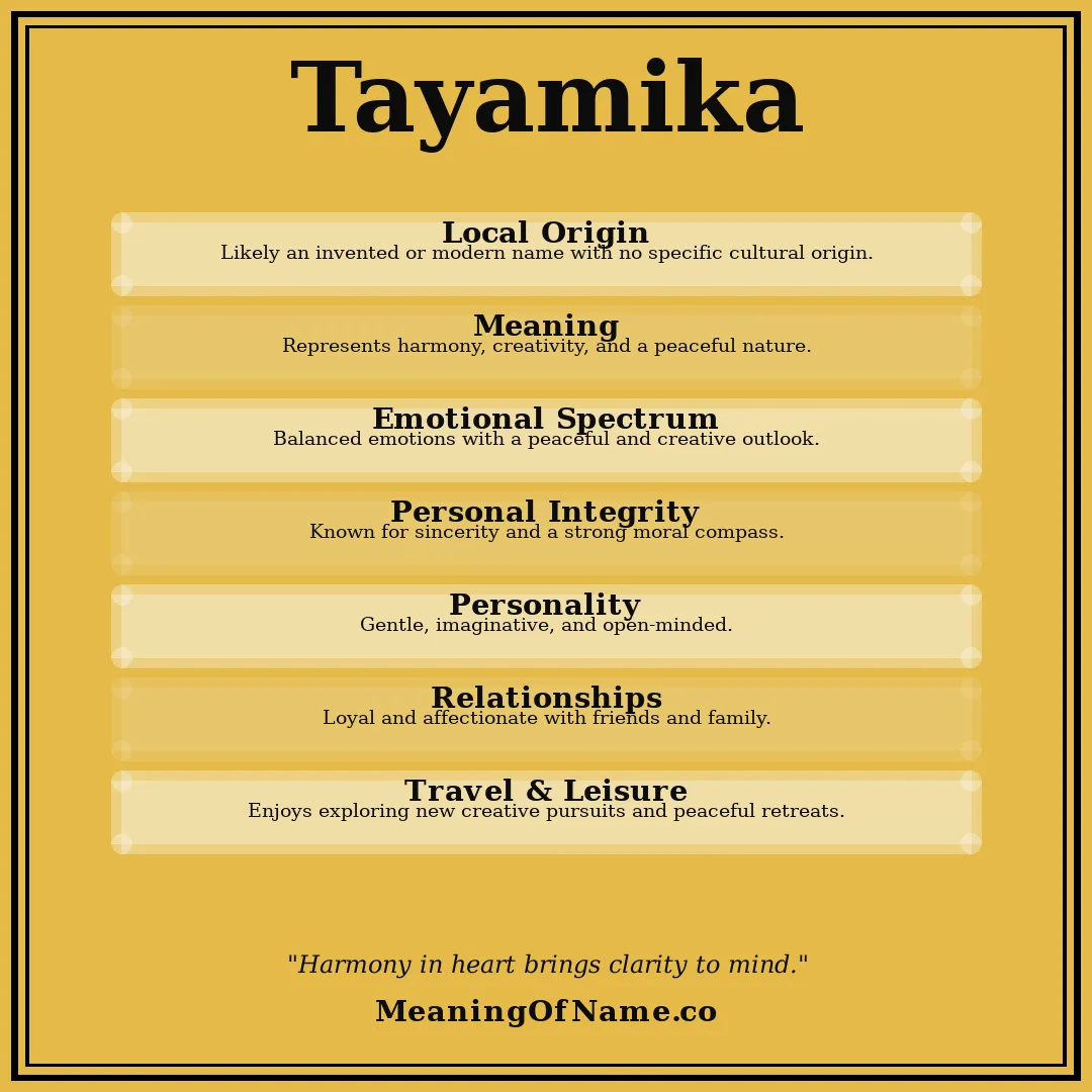 Tayamika name meaning poster