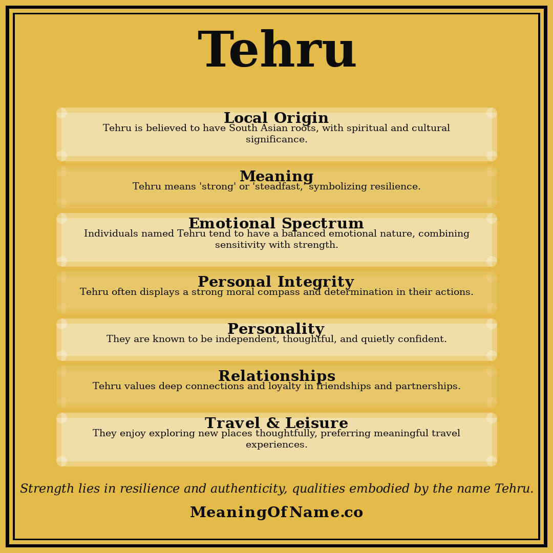 Tehru name meaning poster