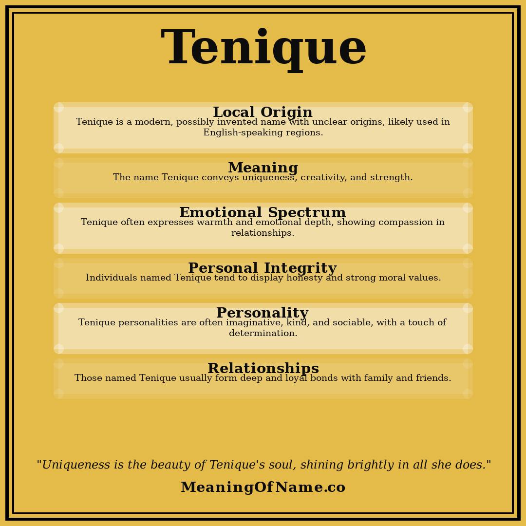 Tenique name meaning poster