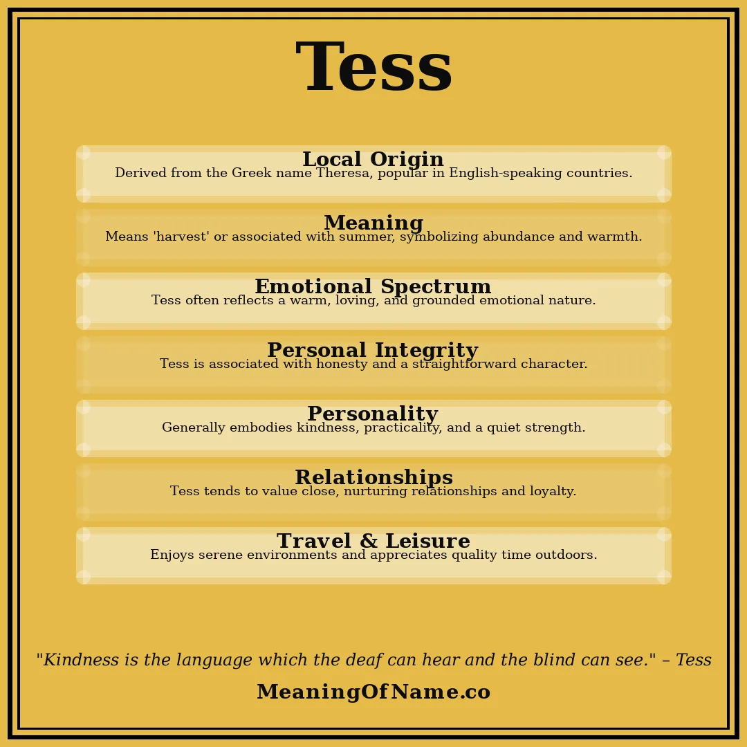 Tess name meaning poster
