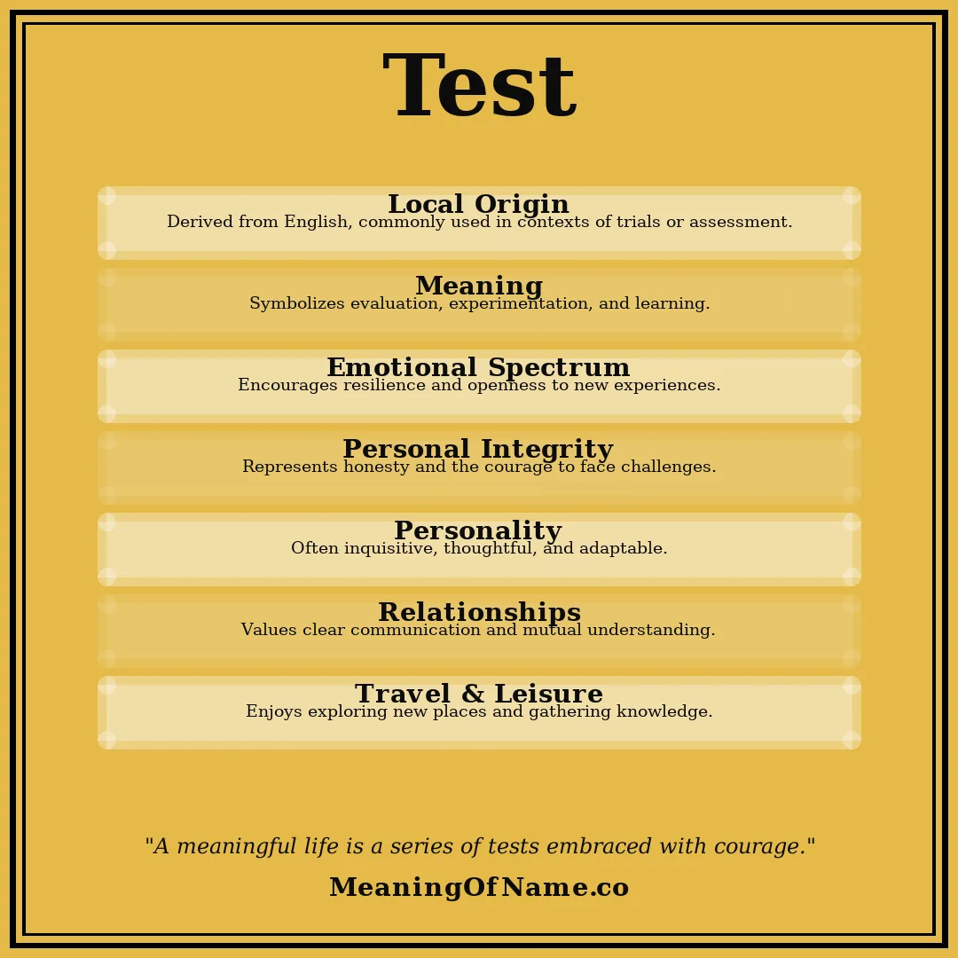 Test name meaning poster