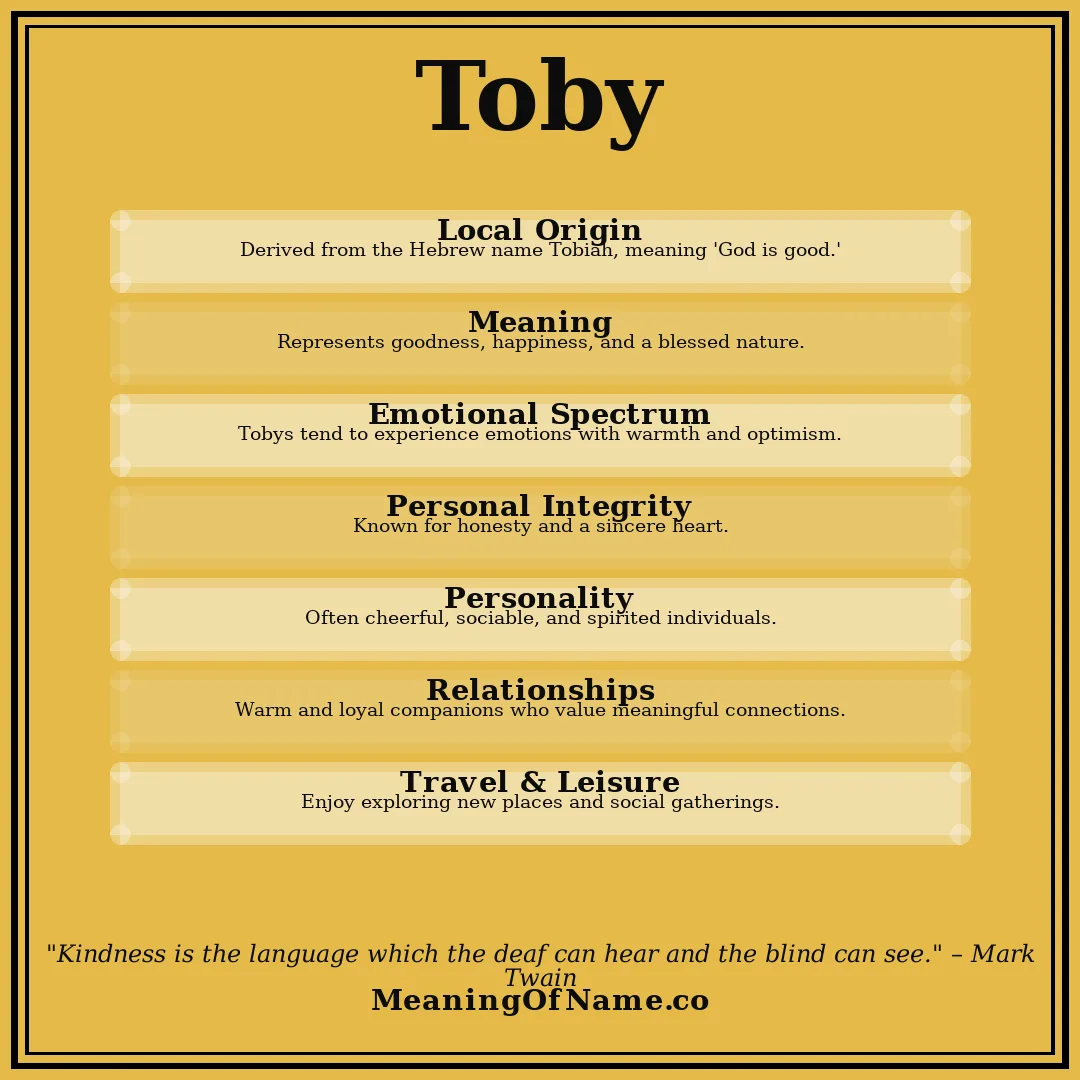 Toby name meaning poster