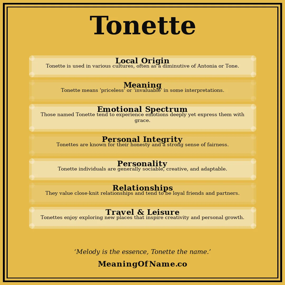 Tonette name meaning poster