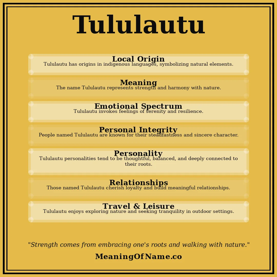 Tululautu name meaning poster