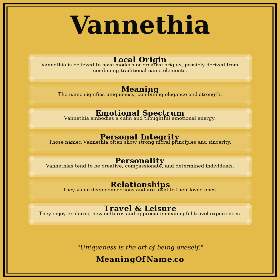 Vannethia name meaning poster