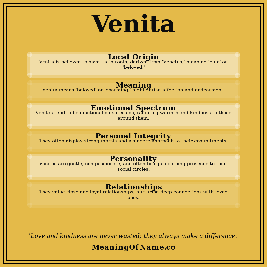 Venita name meaning poster