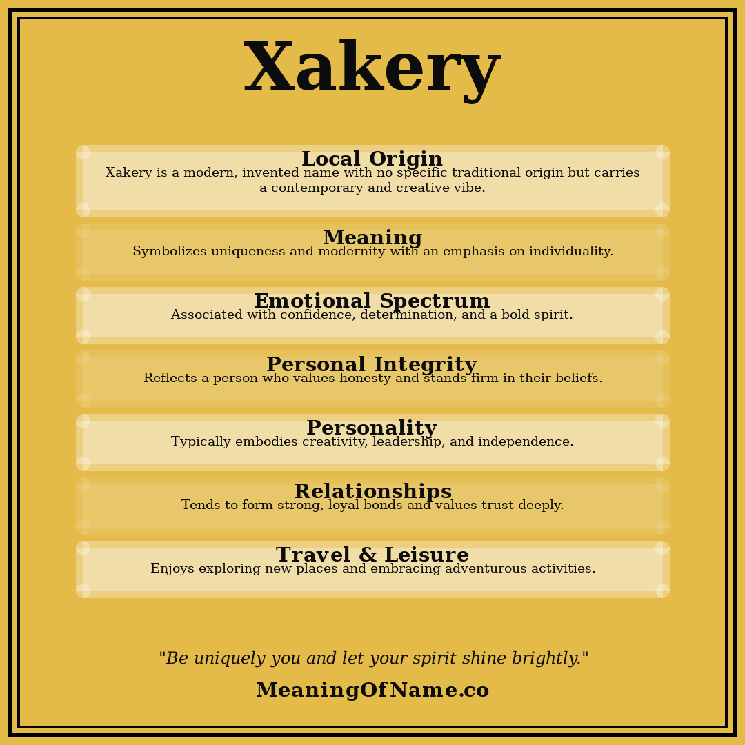 Xakery name meaning poster