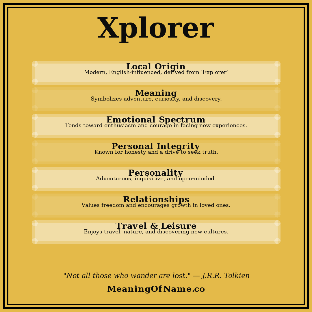 Xplorer name meaning poster
