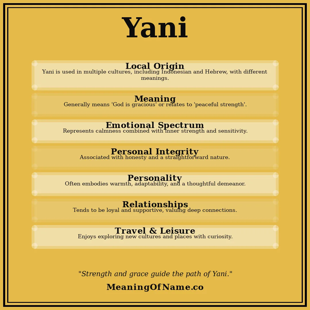 Yani name meaning poster
