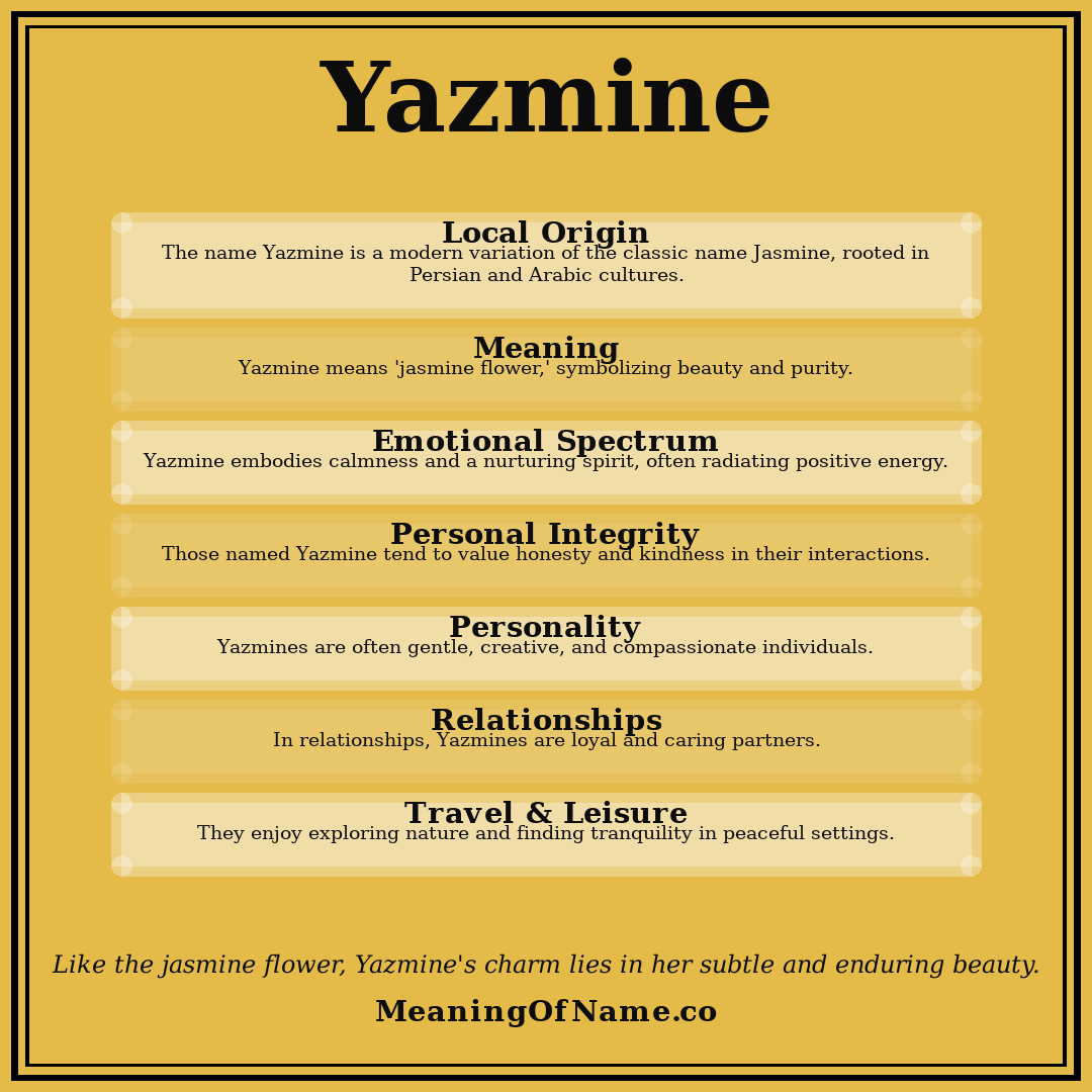 Yazmine name meaning poster