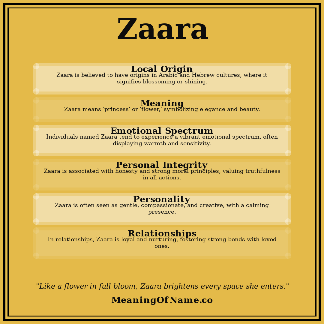Zaara name meaning poster