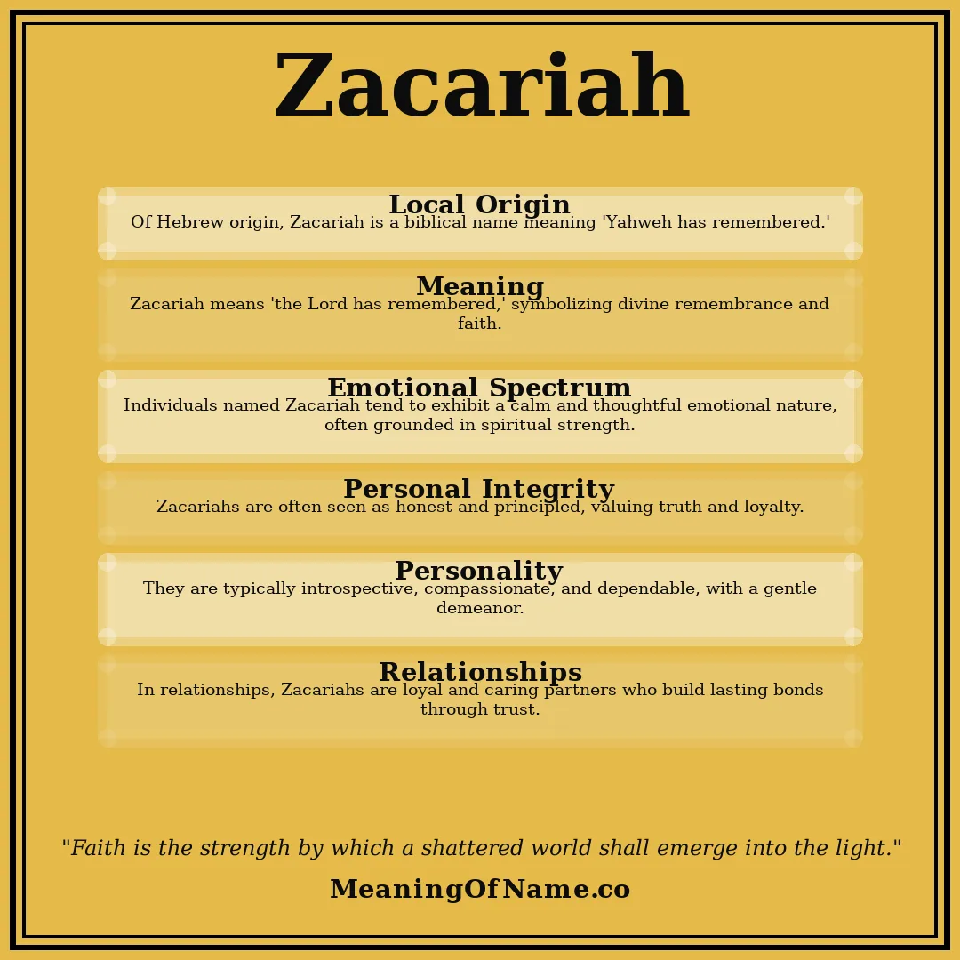 Zacariah name meaning poster