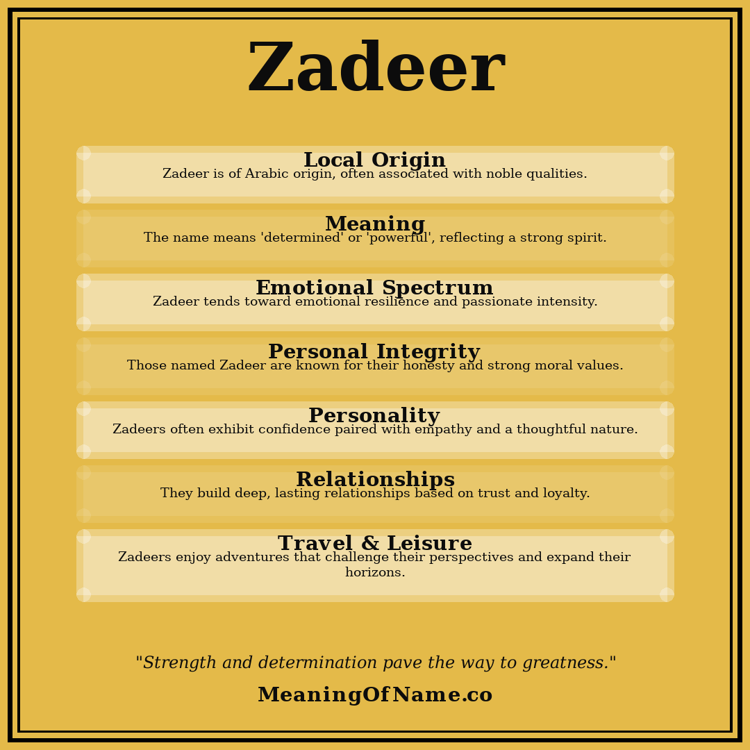 Zadeer name meaning poster