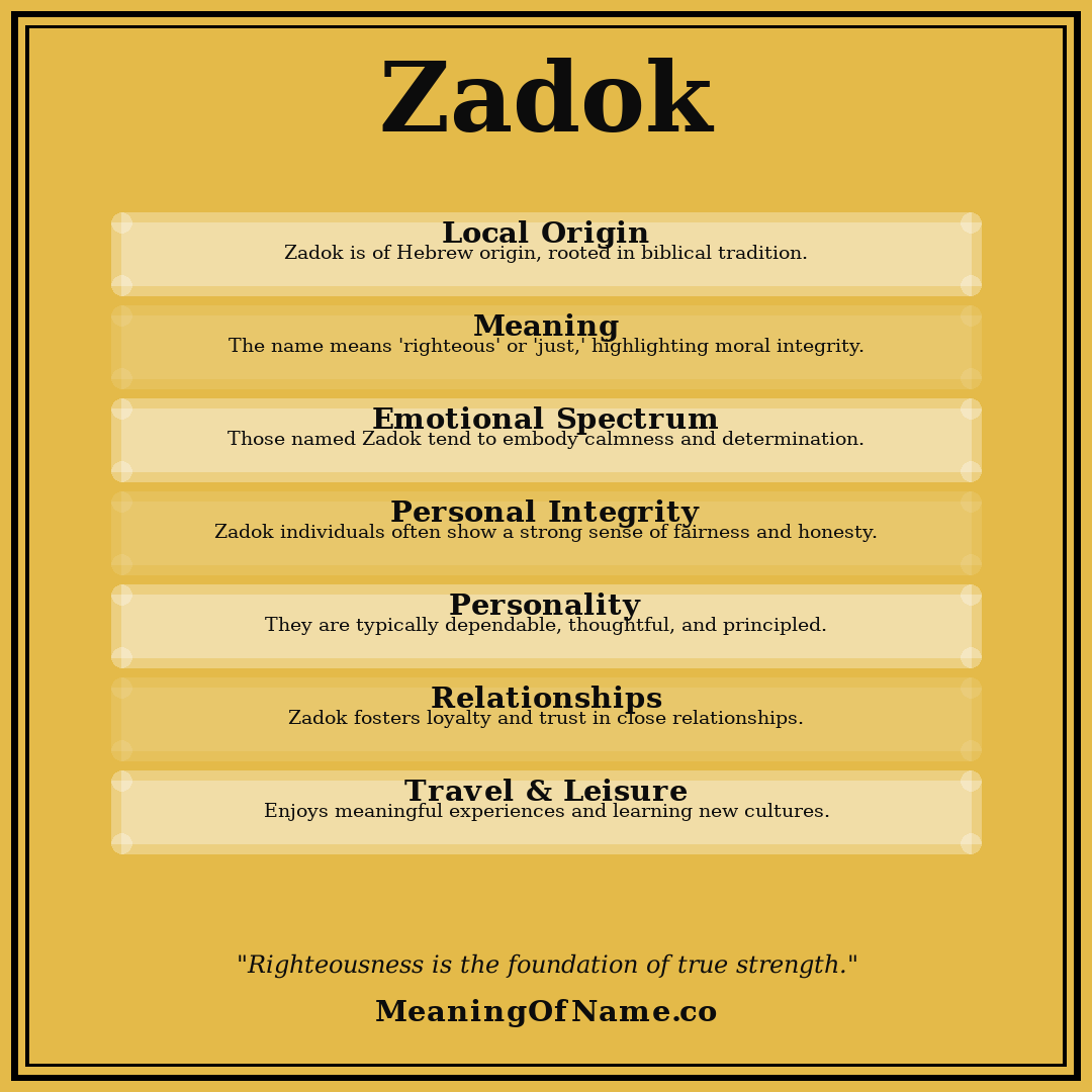 Zadok name meaning poster