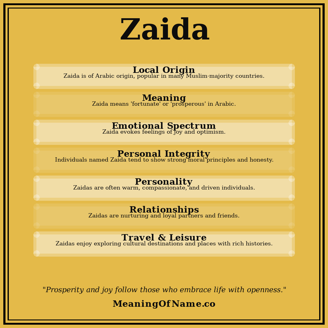 Zaida name meaning poster