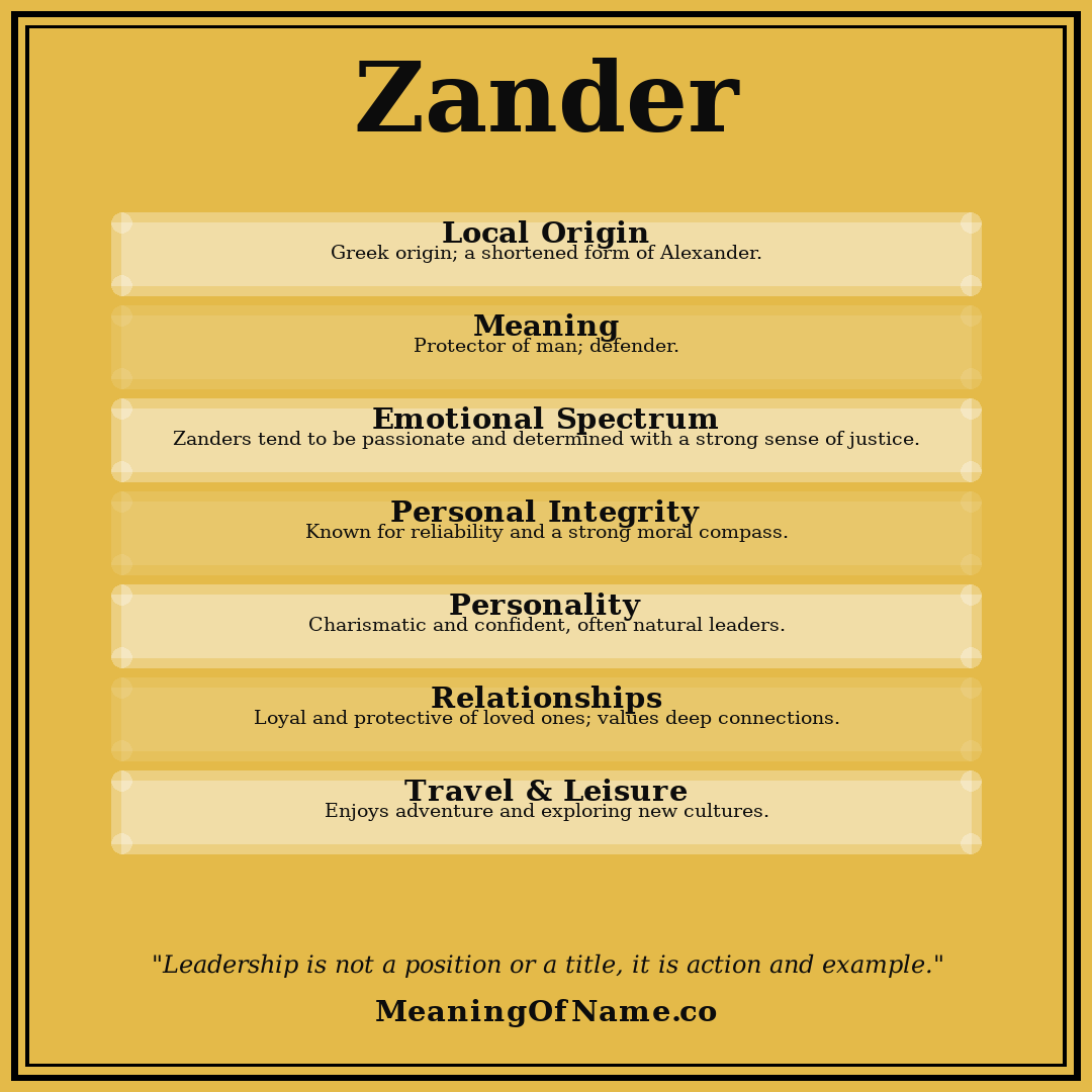 Zander name meaning poster