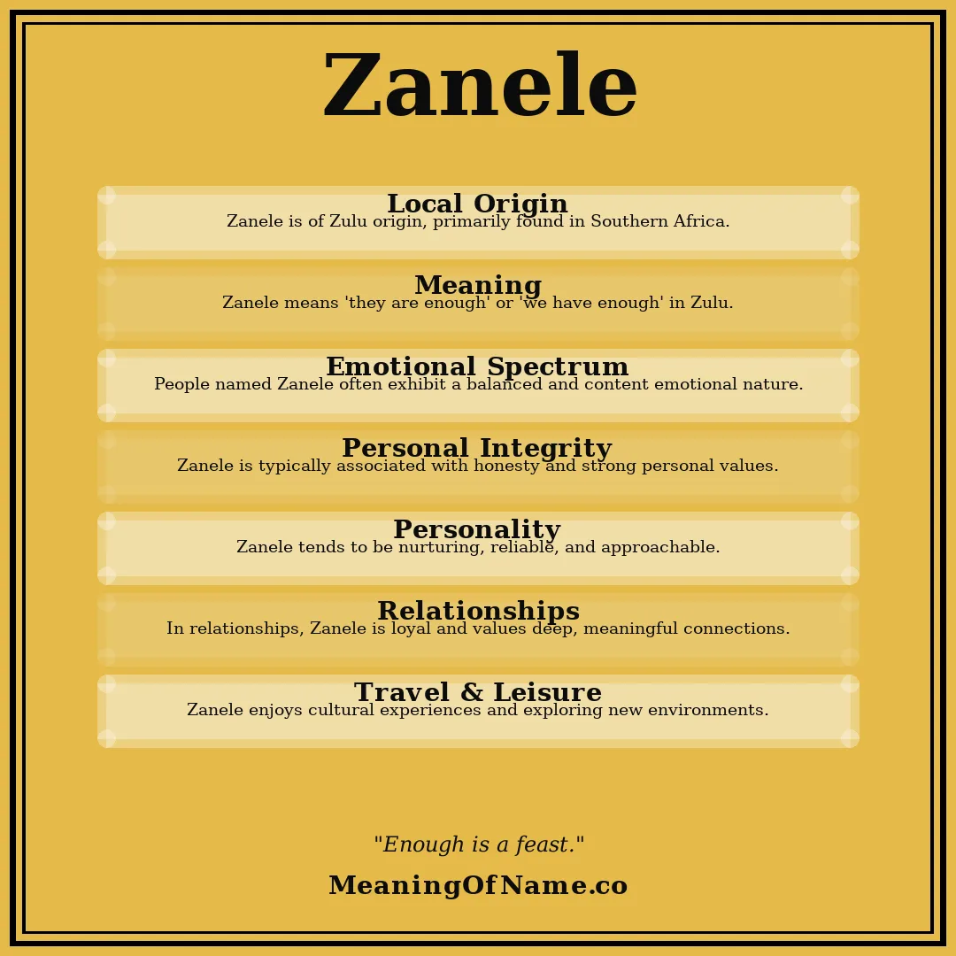 Zanele name meaning poster