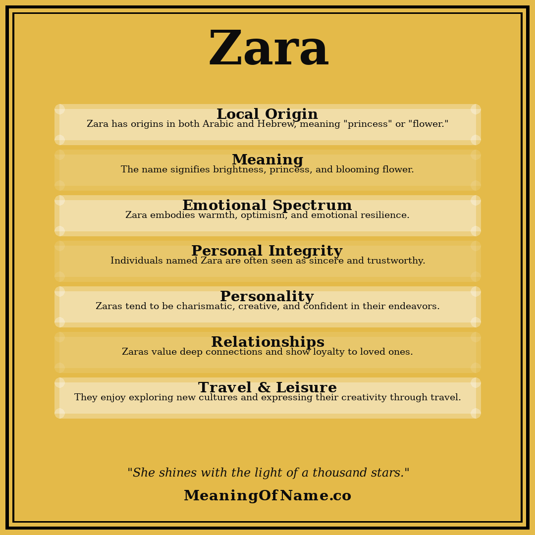 Zara name meaning poster