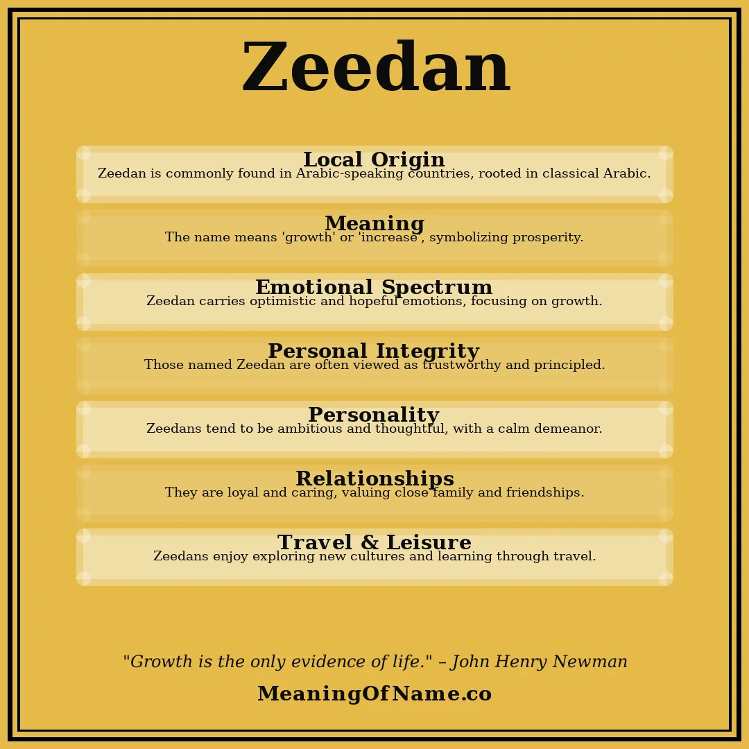 Zeedan name meaning poster