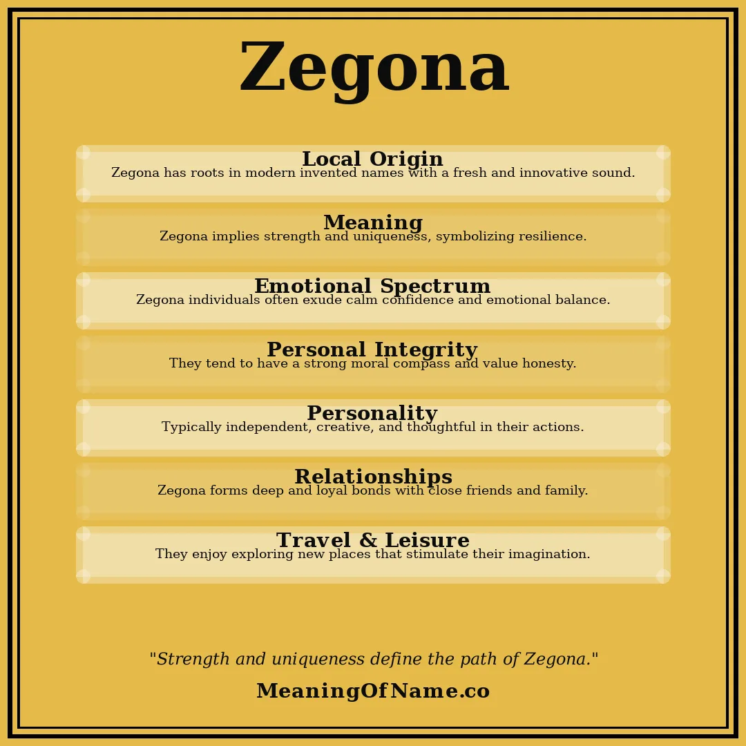 Zegona name meaning poster