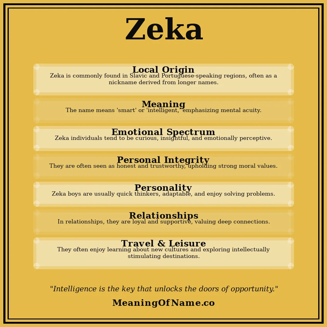 Zeka name meaning poster