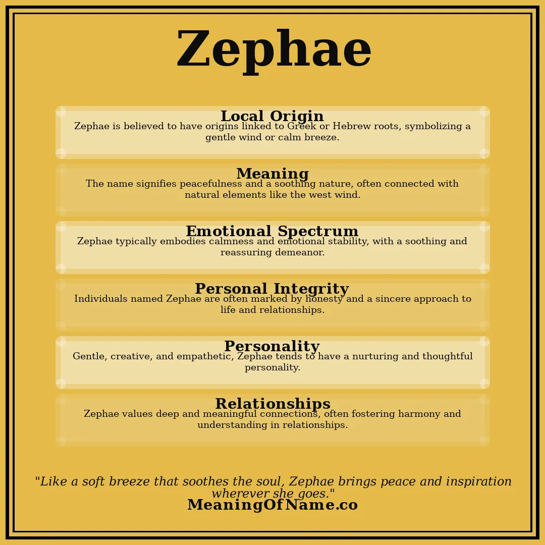 Zephae name meaning poster