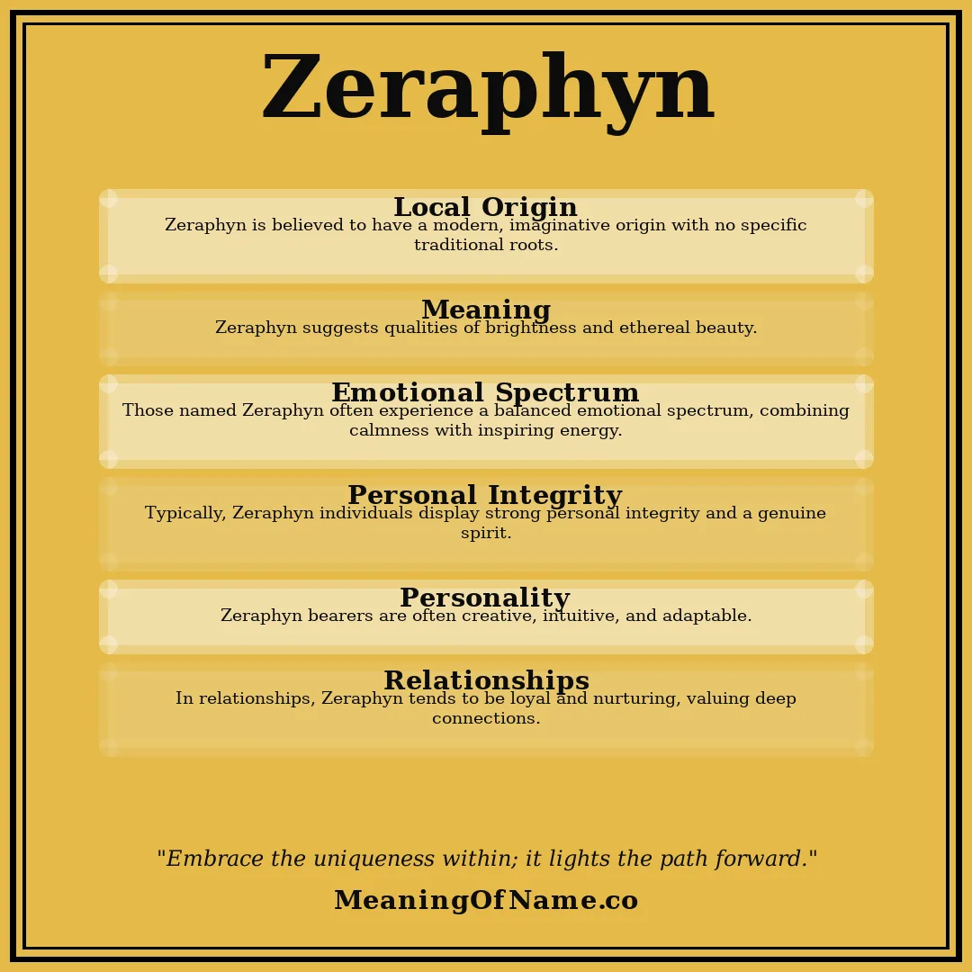 Zeraphyn name meaning poster