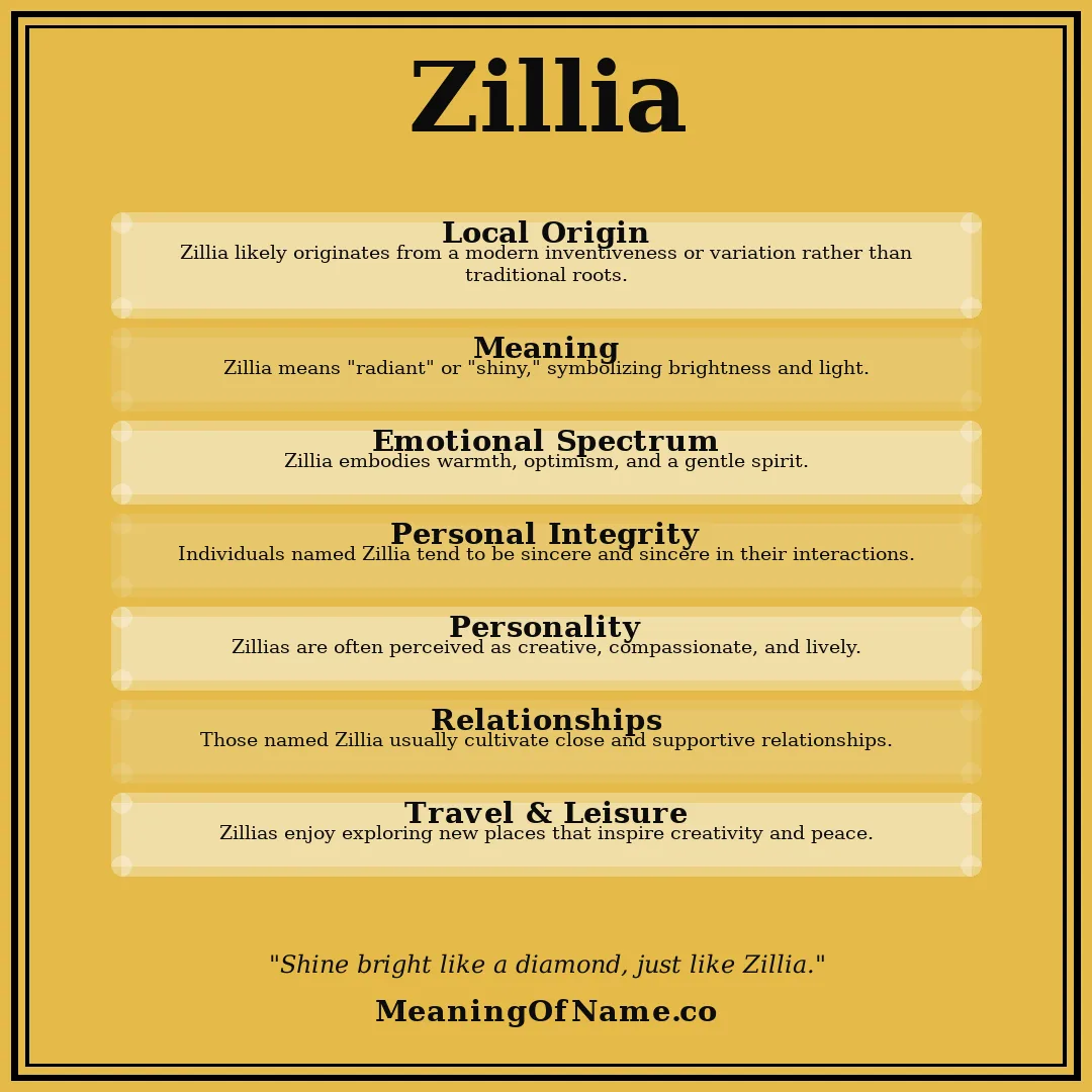 Zillia name meaning poster