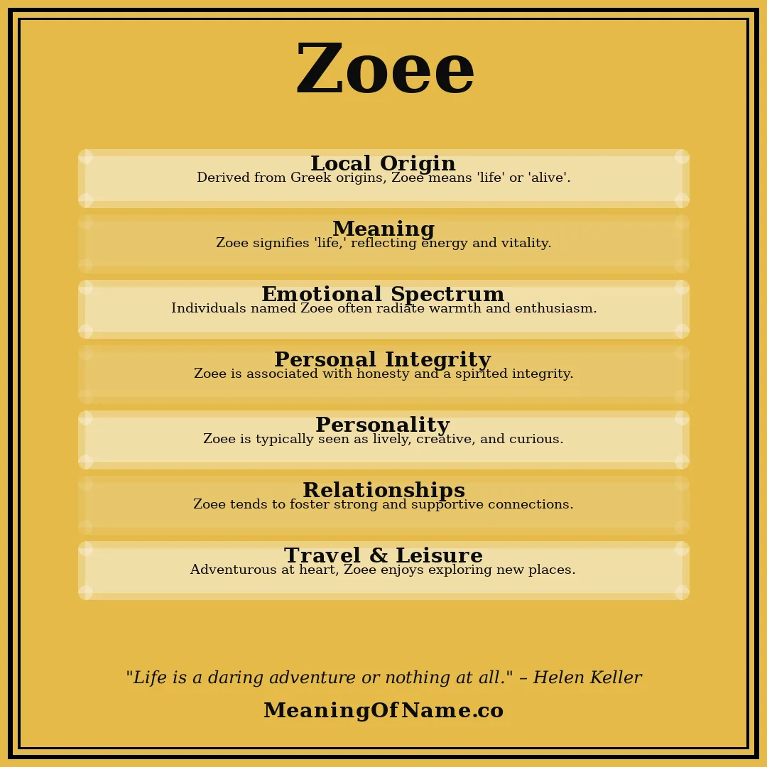 Zoee name meaning poster