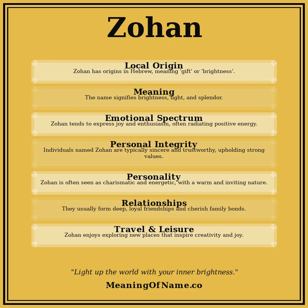 Zohan name meaning poster