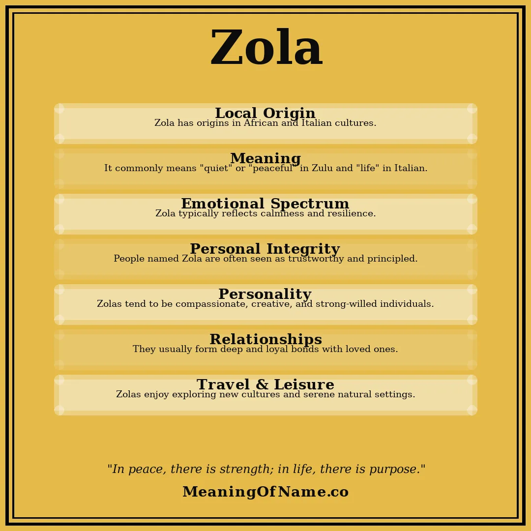 Zola name meaning poster